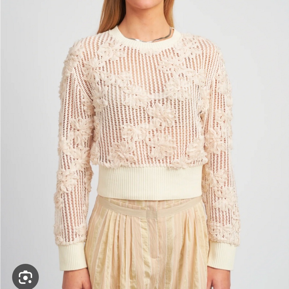 En Saison Reese crochet top in cream size Small